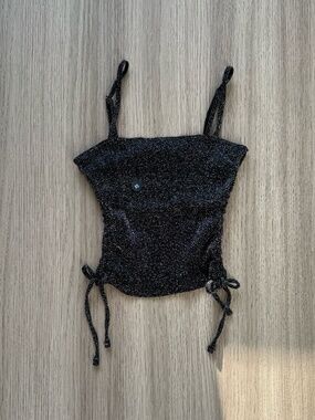 NWT Hollister Cropped Ruched Side Tie Top Black XS